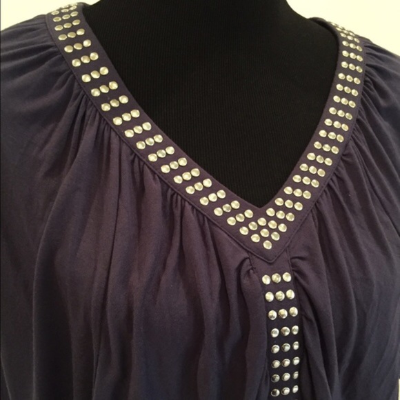 Kenar Gray Studded Batwing Tunic - Picture 2 of 4